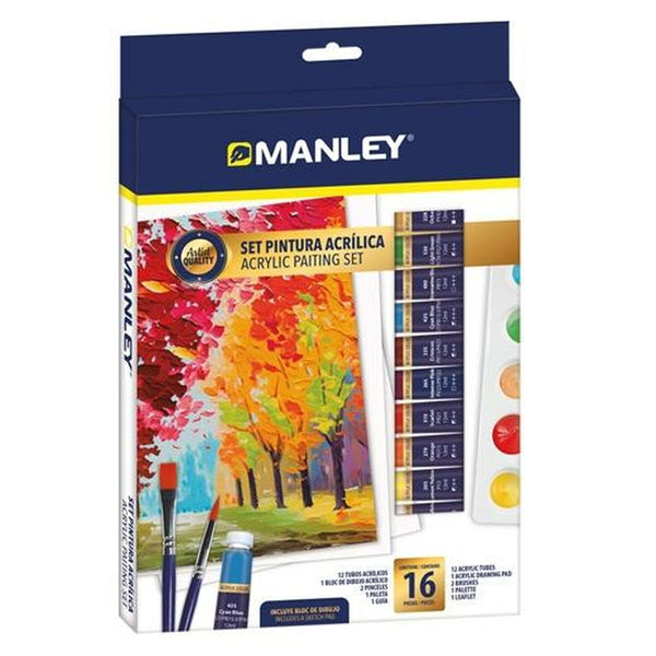 Acrylic Paint Set Manley 16 Delar Multicolour-Kontor och Kontorsmaterial, konst och hantverk-Manley-peaceofhome.se