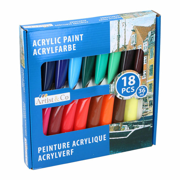 Akrylfärg-set Artist&CO 18 Delar 36 ml-Kontor och Kontorsmaterial, konst och hantverk-Artist&CO-peaceofhome.se