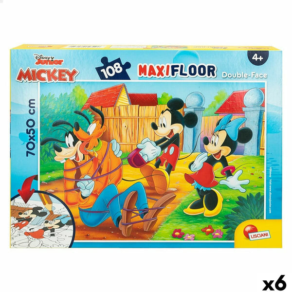 Barnpussel Mickey Mouse Dubbelsidig 108 Delar 70 x 1,5 x 50 cm (6 antal)-Leksaker och spel, Pussel och hjärngrupper-Mickey Mouse-peaceofhome.se