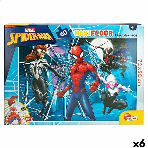 Barnpussel Spider-Man Dubbelsidig 60 Delar 70 x 1,5 x 50 cm (6 antal)-Leksaker och spel, Pussel och hjärngrupper-Spider-Man-peaceofhome.se