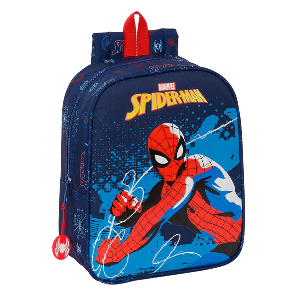 Barnryggsäck Spider-Man Neon Marinblå 22 x 27 x 10 cm-Kontor och Kontorsmaterial, Skol- och utbildningsmaterial-Spider-Man-peaceofhome.se