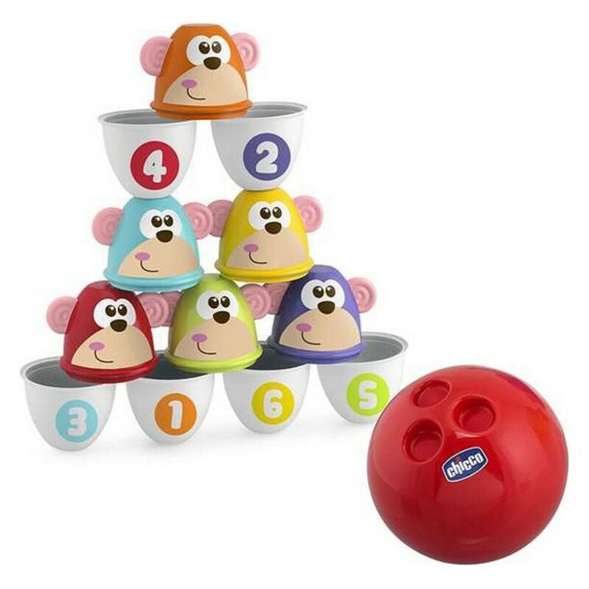 Bowlingspel Monkey Strike Chicco (7 pcs)-Bebis, Leksaker för småbarn-Chicco-peaceofhome.se