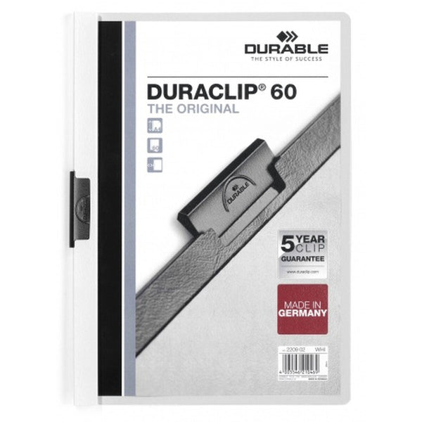 Dokumenthållare Durable Duraclip 60 Vit Transparent A4 25 Delar-Kontor och Kontorsmaterial, Kontorsmaterial-Durable-peaceofhome.se