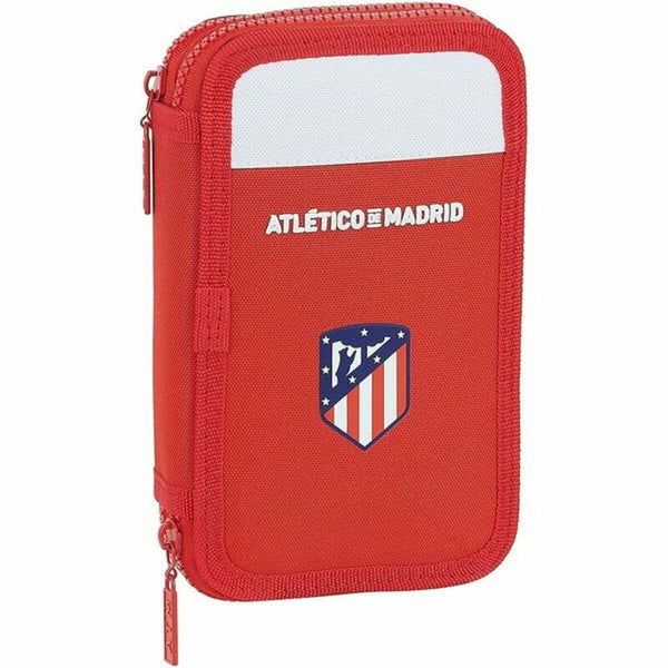 Dubbelt pennfodral Atlético Madrid M854 Vit Röd 12.5 x 19.5 x 4 cm (28 Delar)-Kontor och Kontorsmaterial, Skol- och utbildningsmaterial-Atlético Madrid-peaceofhome.se