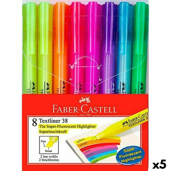 Fluorescerande markörsuppsättning Faber-Castell Textliner 38 5 antal-Kontor och Kontorsmaterial, Kulspetspennor, pennor och skrivverktyg-Faber-Castell-peaceofhome.se