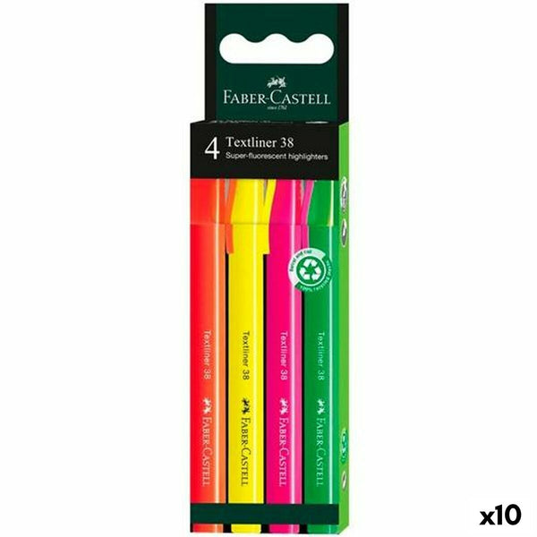 Fluorescerande markörsuppsättning Faber-Castell Textliner 38 Multicolour (10 antal)-Kontor och Kontorsmaterial, Kulspetspennor, pennor och skrivverktyg-Faber-Castell-peaceofhome.se