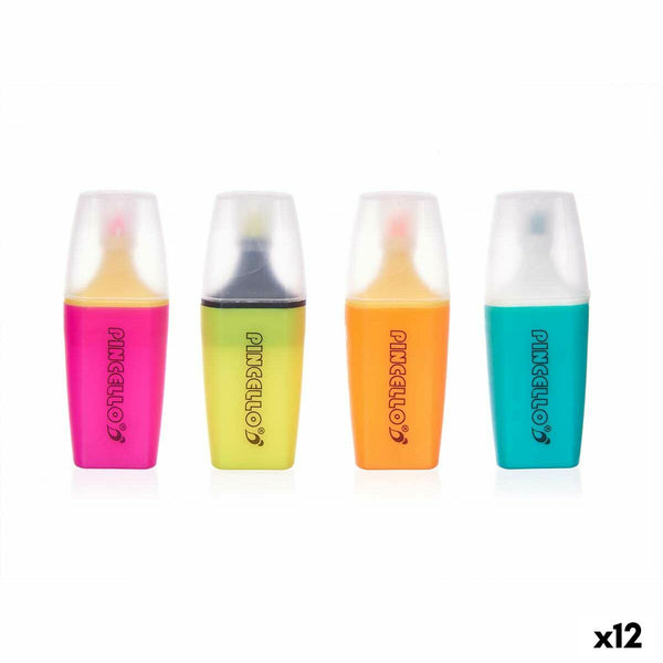 Fluorescerande markörsuppsättning Multicolour (12 antal)-Kontor och Kontorsmaterial, Kulspetspennor, pennor och skrivverktyg-Pincello-peaceofhome.se