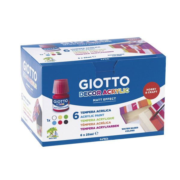 Gouache Giotto Decor Multicolour Vit 25 ml (6 Delar)-Kontor och Kontorsmaterial, konst och hantverk-Giotto-peaceofhome.se