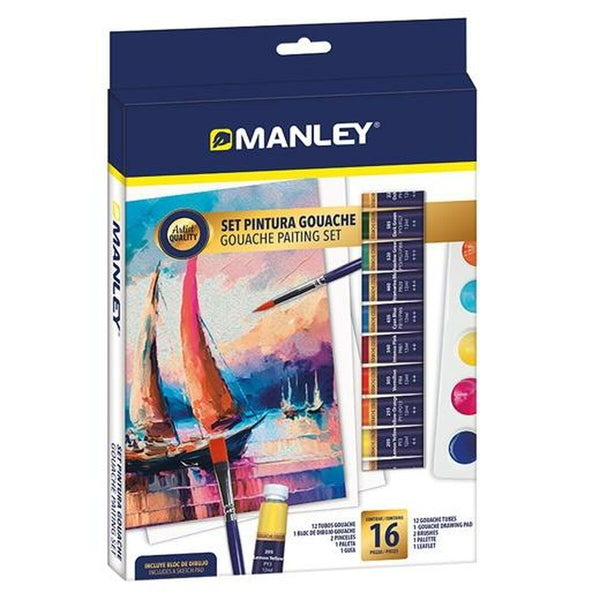 Gouache Painting Set Manley 16 Delar Multicolour-Kontor och Kontorsmaterial, konst och hantverk-Manley-peaceofhome.se