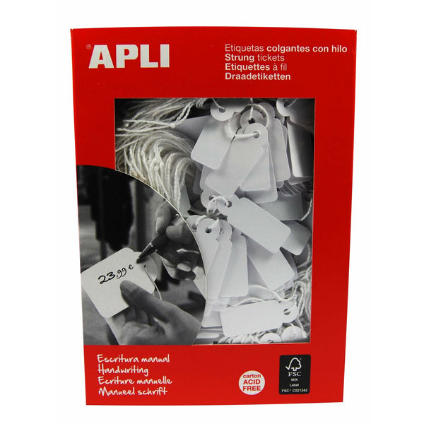Hang tags Apli Vit 13 x 34 mm (1000 Unidades)-Kontor och Kontorsmaterial, Kontorsmaterial-Apli-peaceofhome.se