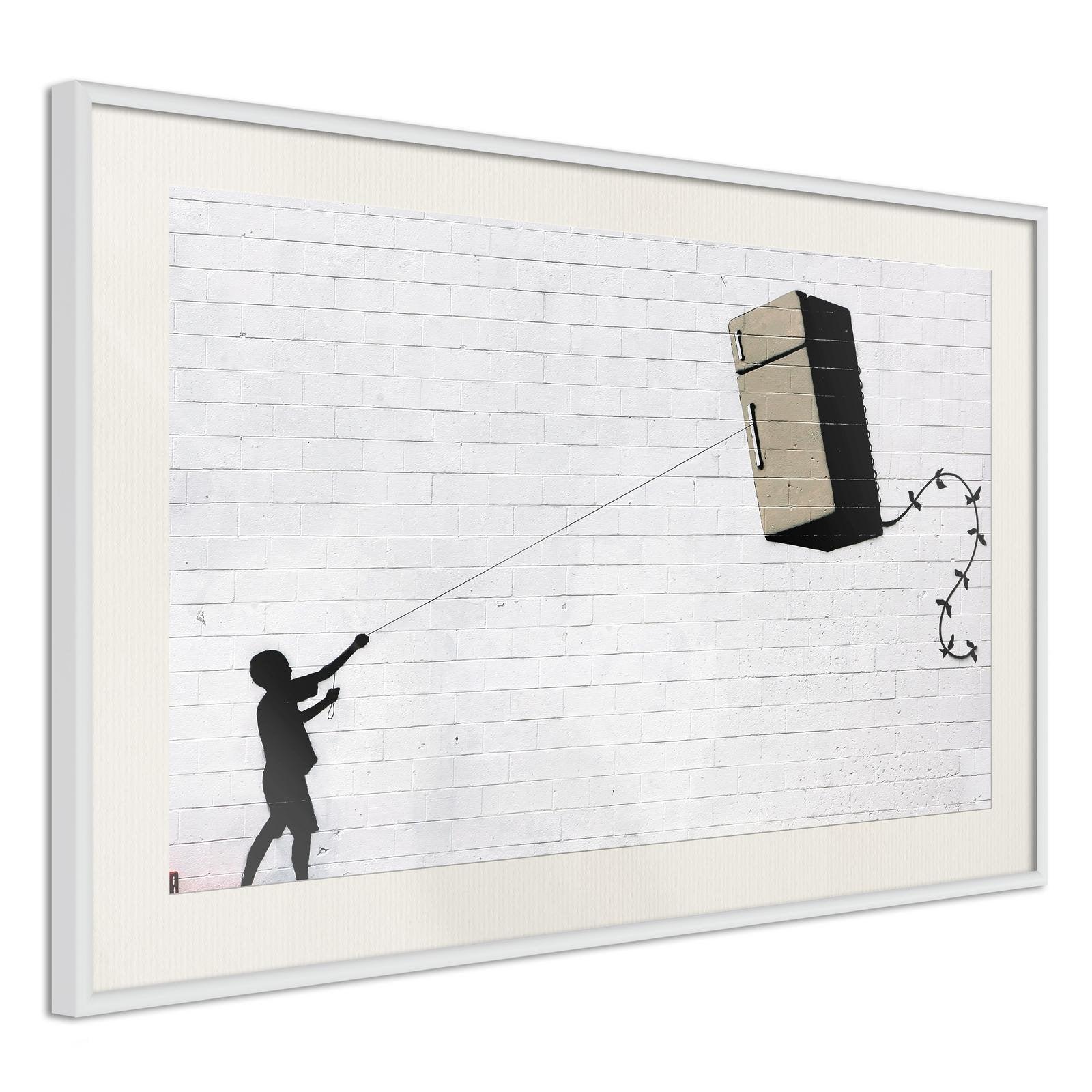Inramad Poster / Tavla - Banksy: Fridge Kite-Poster Inramad-Artgeist-peaceofhome.se