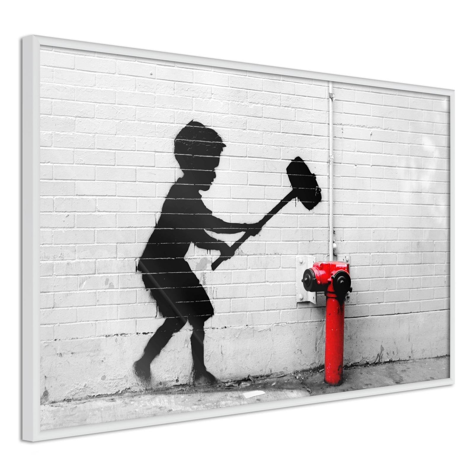 Inramad Poster / Tavla - Banksy: Hammer Boy-Poster Inramad-Artgeist-peaceofhome.se