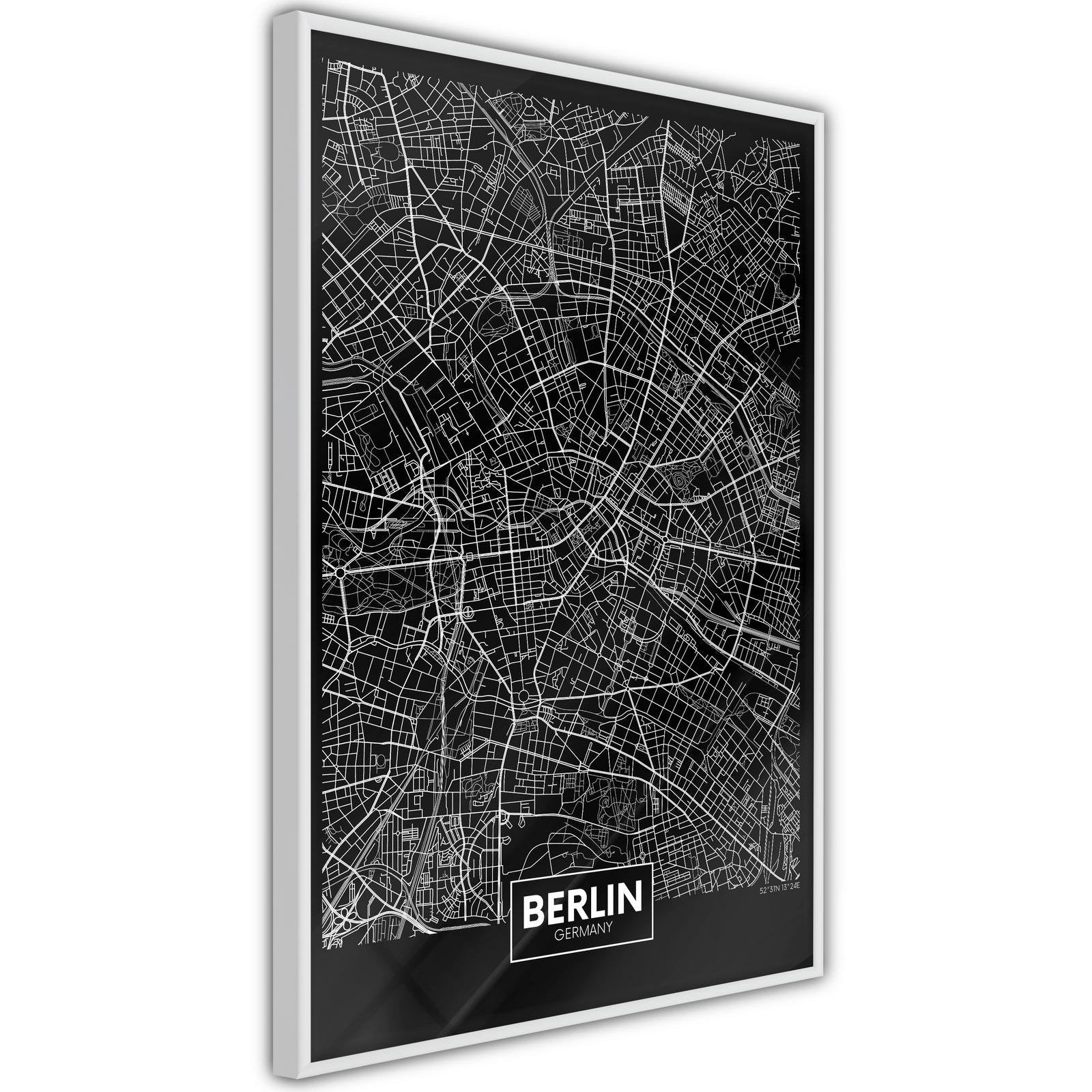 Inramad Poster / Tavla - City Map: Berlin (Dark)-Poster Inramad-Artgeist-peaceofhome.se