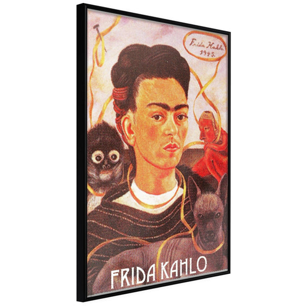Inramad Poster / Tavla - Frida Khalo – Self-Portrait-Poster Inramad-Artgeist-20x30-Svart ram-peaceofhome.se
