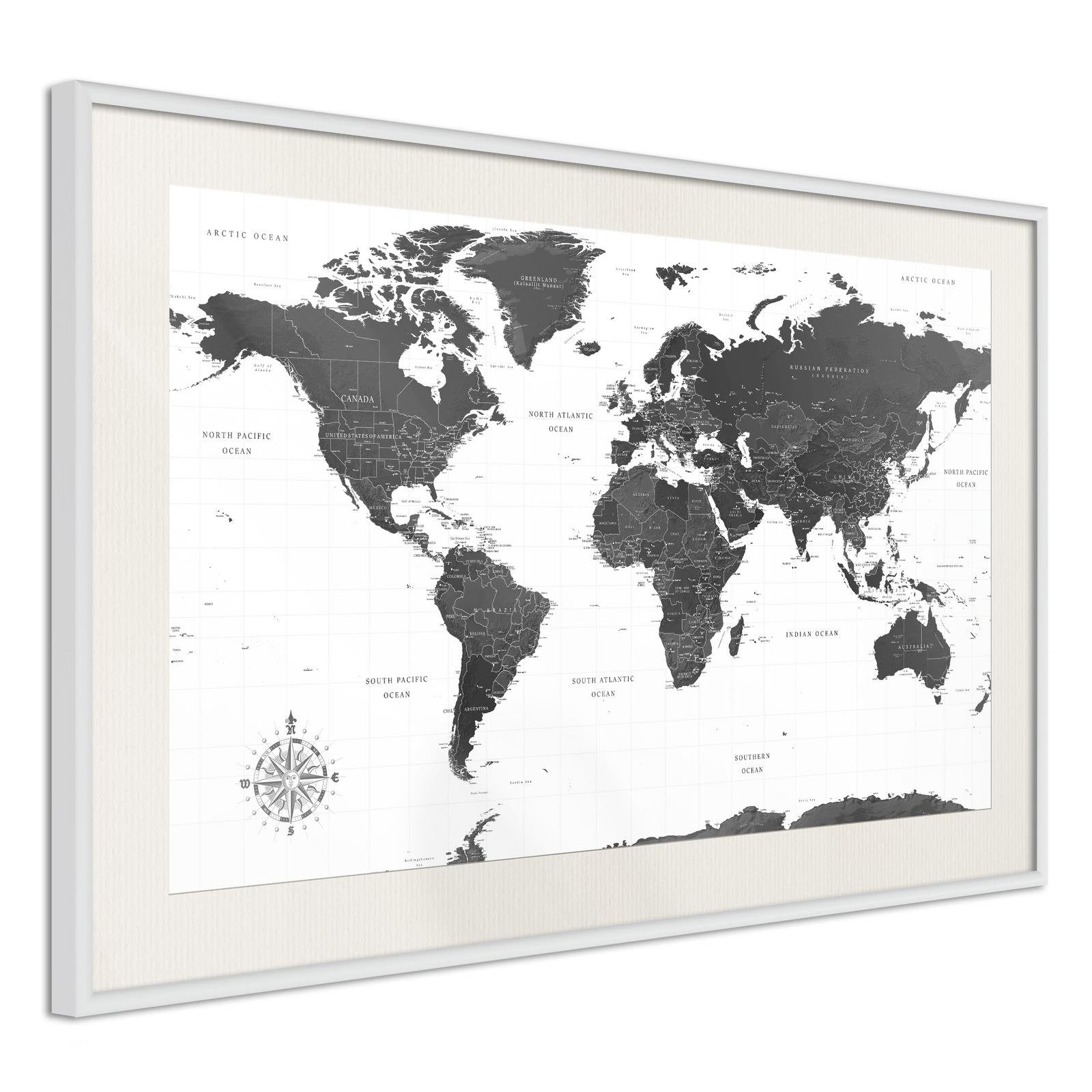 Inramad Poster / Tavla - The World in Black and White-Poster Inramad-Artgeist-peaceofhome.se