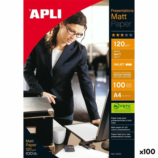 Matt fotografiskt papper Apli Inkjet 100 Blad A4-Kontor och Kontorsmaterial, Pappersprodukter för kontoret-Apli-peaceofhome.se