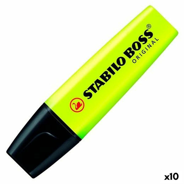 Överstrykningspenna Stabilo Boss Gul Multicolour 10 Delar (10 antal)-Kontor och Kontorsmaterial, Kulspetspennor, pennor och skrivverktyg-Stabilo-peaceofhome.se