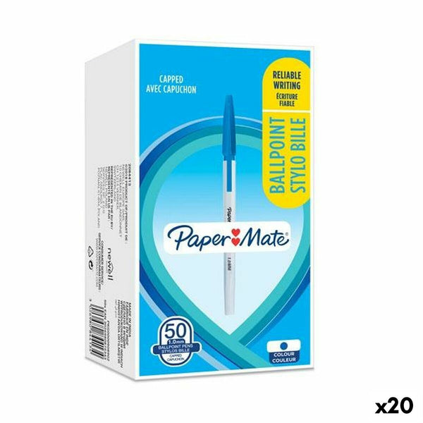 Penna Paper Mate 50 Delar Blå 1 mm (20 antal)-Kontor och Kontorsmaterial, Kulspetspennor, pennor och skrivverktyg-Paper Mate-peaceofhome.se