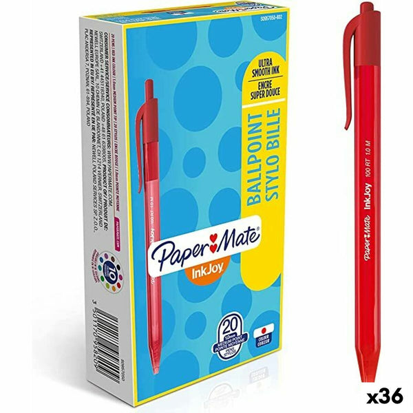 Penna Paper Mate Inkjoy 20 Delar Röd 1 mm (36 antal)-Kontor och Kontorsmaterial, Kulspetspennor, pennor och skrivverktyg-Paper Mate-peaceofhome.se