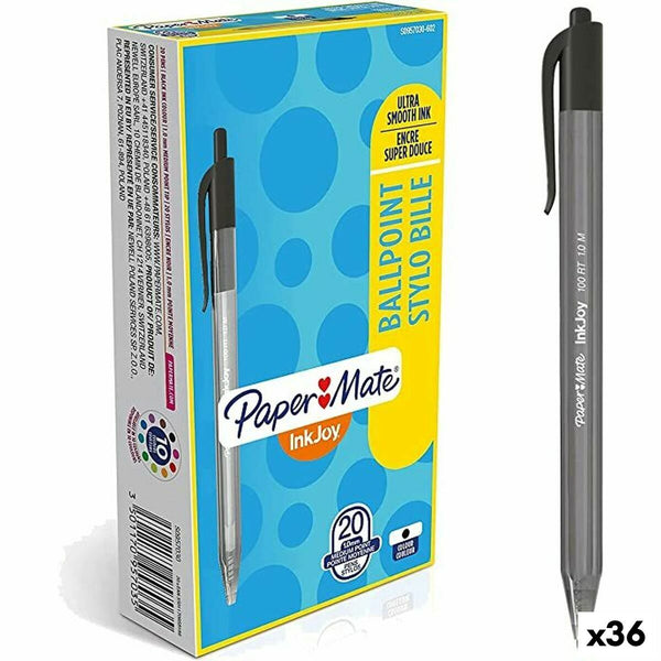 Penna Paper Mate Inkjoy 20 Delar Svart 1 mm (36 antal)-Kontor och Kontorsmaterial, Kulspetspennor, pennor och skrivverktyg-Paper Mate-peaceofhome.se