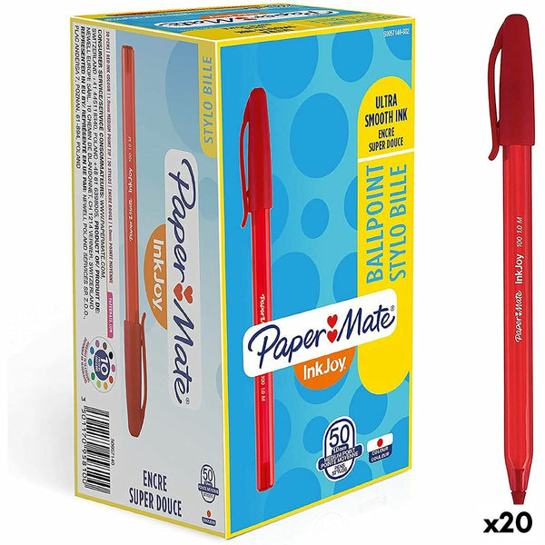Penna Paper Mate Inkjoy 50 Delar Röd 1 mm (20 antal)-Kontor och Kontorsmaterial, Kulspetspennor, pennor och skrivverktyg-Paper Mate-peaceofhome.se