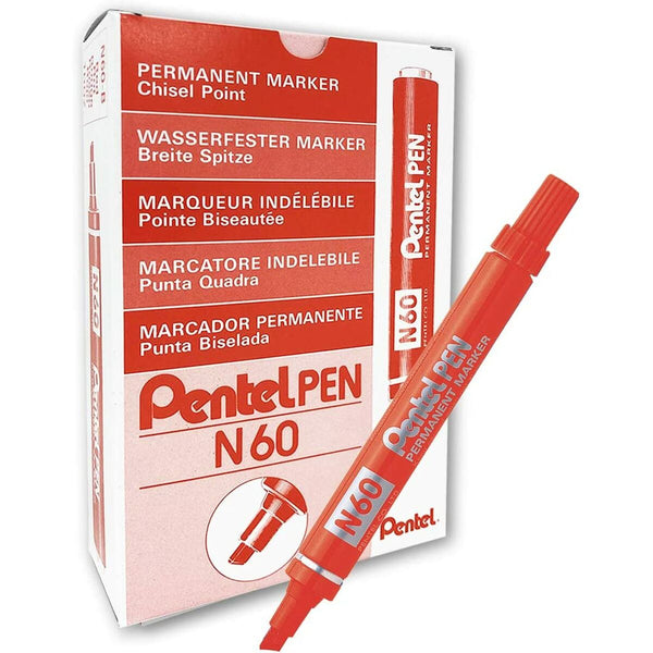 Permanent markörpenna Pentel N60 Röd 12 Delar-Kontor och Kontorsmaterial, Kulspetspennor, pennor och skrivverktyg-Pentel-peaceofhome.se