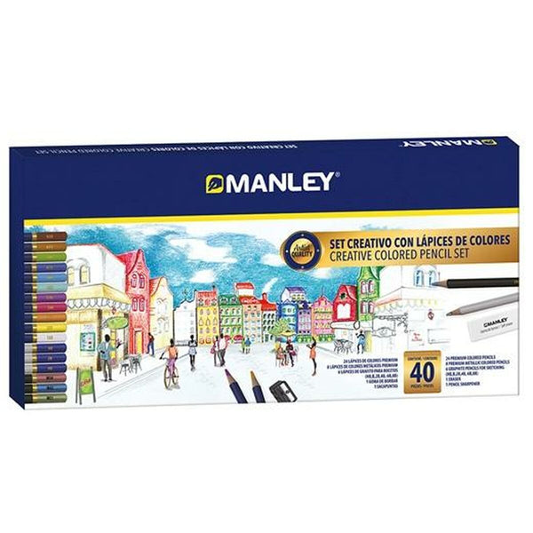 Ritningsset Manley 40 Delar Multicolour-Kontor och Kontorsmaterial, konst och hantverk-Manley-peaceofhome.se