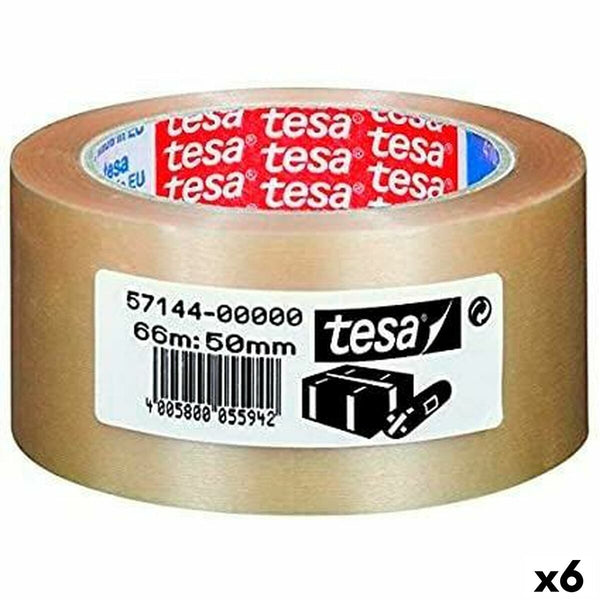 Självhäftande band TESA Förpackning Extra stark Transparent PVC 50 mm x 66 m (6 antal)
