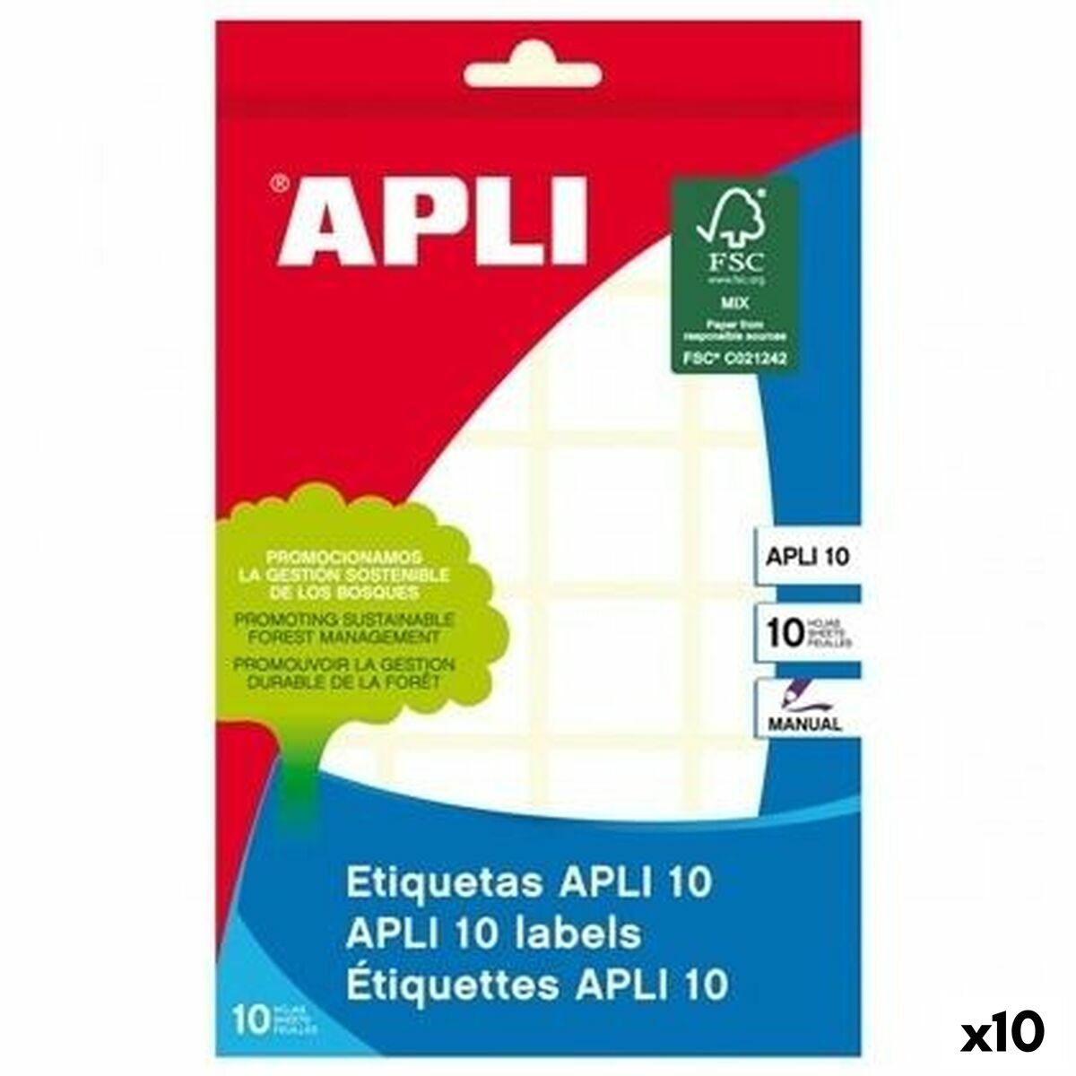 Självhäftande etiketter Apli Vit 10 Blad 31 x 100 mm (10 antal)-Kontor och Kontorsmaterial, Kontorsmaterial-Apli-peaceofhome.se