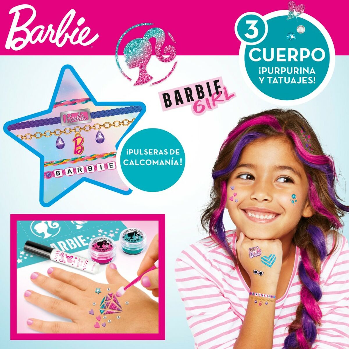 Skönhetsset Barbie Sparkling 2 x 13 x 2 cm 3 i 1-Leksaker och spel, Imitera spel-Barbie-peaceofhome.se