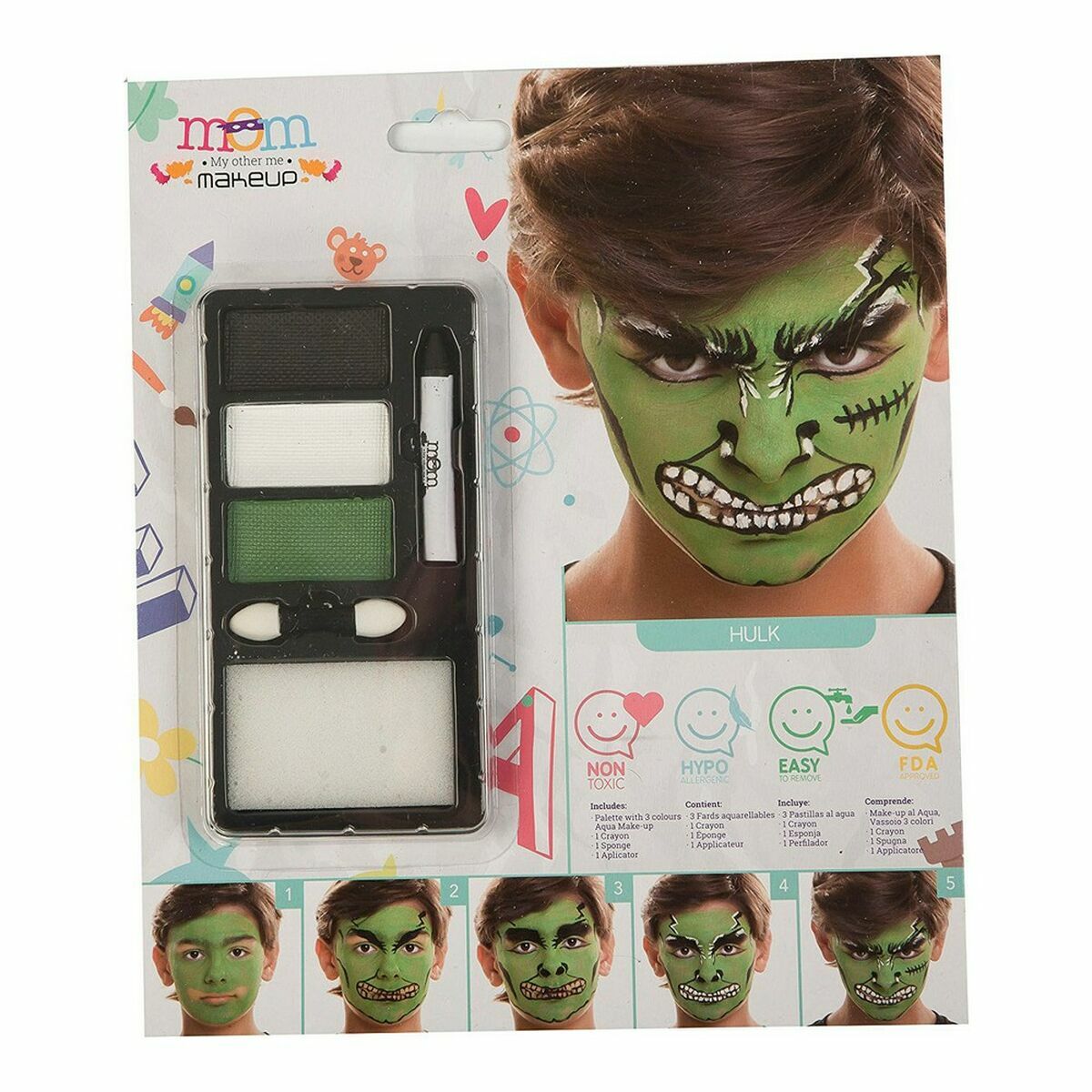 Sminkset för barn My Other Me Grön Hulk 1 Delar (24 x 20 cm)-Leksaker och spel, Fancy klänning och accessoarer-My Other Me-peaceofhome.se