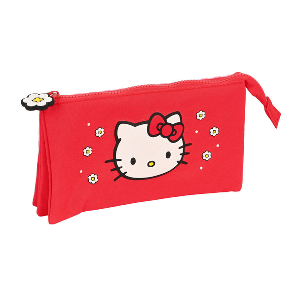 Tredubbel Carry-all Hello Kitty Spring Röd (22 x 12 x 3 cm)-Kontor och Kontorsmaterial, Skol- och utbildningsmaterial-Hello Kitty-peaceofhome.se
