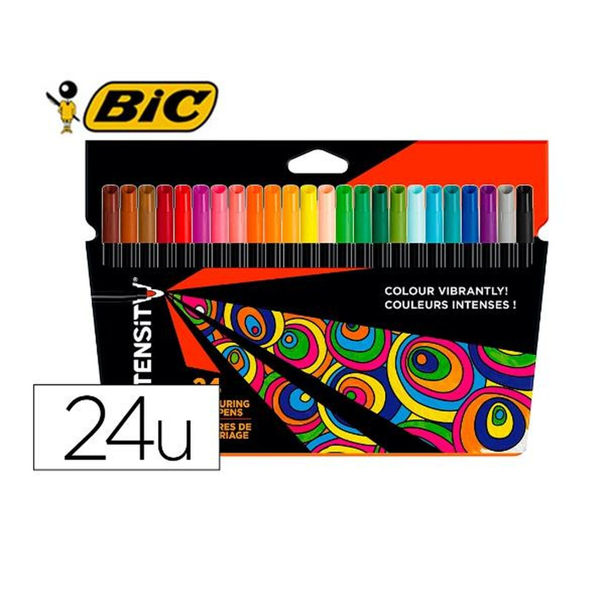 Tuschpennor Bic 978035 Svart Multicolour (24 Delar)-Kontor och Kontorsmaterial, Kulspetspennor, pennor och skrivverktyg-Bic-peaceofhome.se