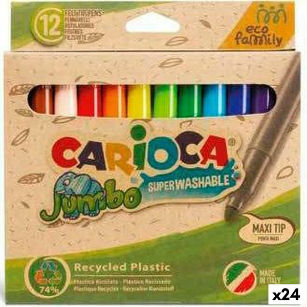 Tuschpennor Carioca Jumbo Eco Family 24 Delar Multicolour (24 antal)-Kontor och Kontorsmaterial, Kulspetspennor, pennor och skrivverktyg-Carioca-peaceofhome.se