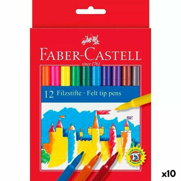 Tuschpennor Faber-Castell Multicolour (10 antal)-Kontor och Kontorsmaterial, Kulspetspennor, pennor och skrivverktyg-Faber-Castell-peaceofhome.se