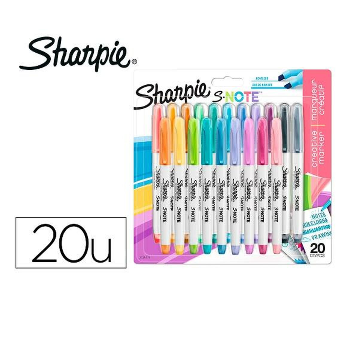 Tuschpennor Sharpie 2139179 Multicolour 20 Delar-Kontor och Kontorsmaterial, Kulspetspennor, pennor och skrivverktyg-Sharpie-peaceofhome.se