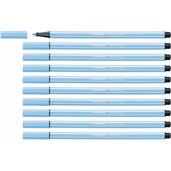 Tuschpennor Stabilo Pen 68 Fluorescerande Blå (10 Delar)-Kontor och Kontorsmaterial, Kulspetspennor, pennor och skrivverktyg-Stabilo-peaceofhome.se