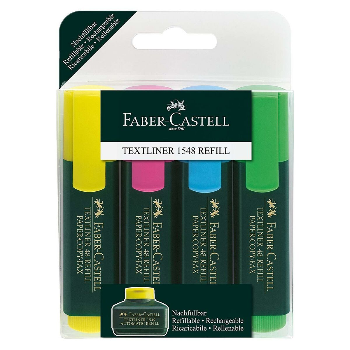 Uppsättning av markörer Faber-Castell Fluorescerande Multicolour (5 antal)-Kontor och Kontorsmaterial, Kulspetspennor, pennor och skrivverktyg-Faber-Castell-peaceofhome.se