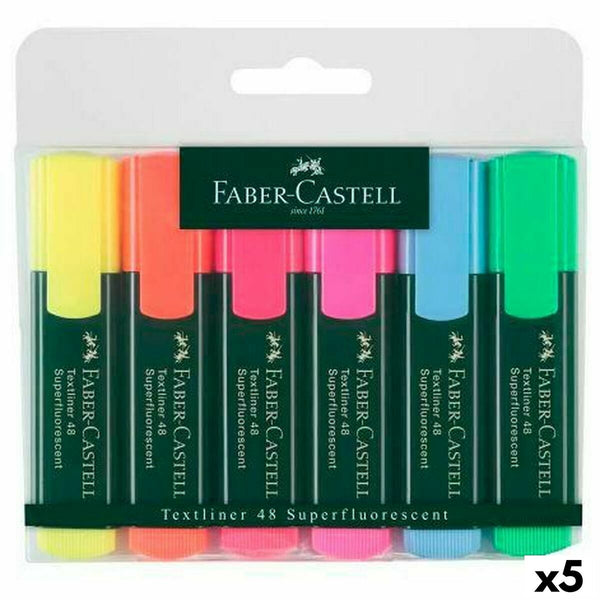 Uppsättning av markörer Faber-Castell Multicolour (5 antal)-Kontor och Kontorsmaterial, Kulspetspennor, pennor och skrivverktyg-Faber-Castell-peaceofhome.se