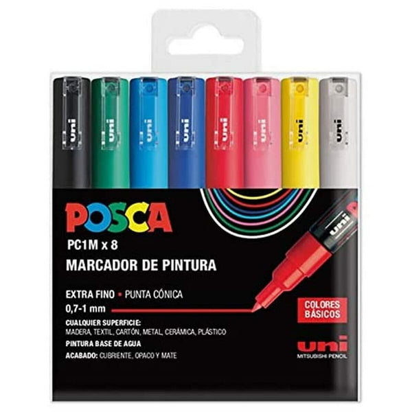 Uppsättning av markörer POSCA PC-1M 8 Delar Multicolour-Kontor och Kontorsmaterial, konst och hantverk-POSCA-peaceofhome.se