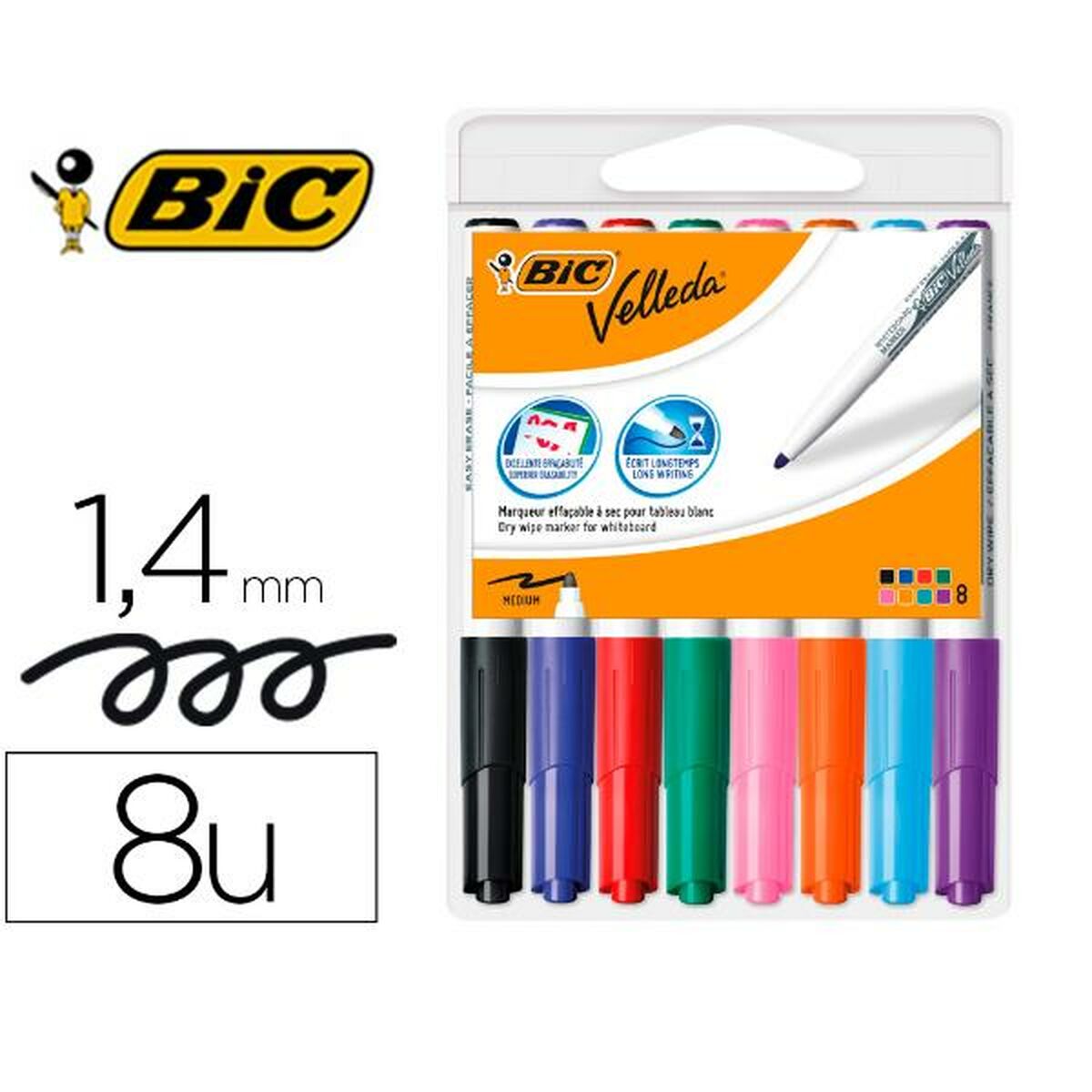 Whiteboard penna Bic 503844 Multicolour 8 Delar-Kontor och Kontorsmaterial, Kulspetspennor, pennor och skrivverktyg-Bic-peaceofhome.se