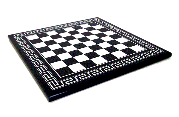 Schackbräde i lackerat Briarwood med inläggningar utförda förhand 50x50cm (Svart)