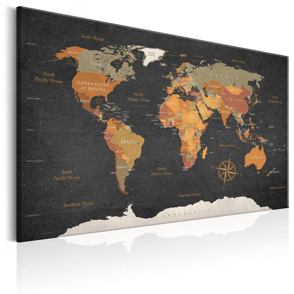 Canvas Tavla - World Map: Secrets of the Earth-Tavla Canvas-Artgeist-60x40-peaceofhome.se