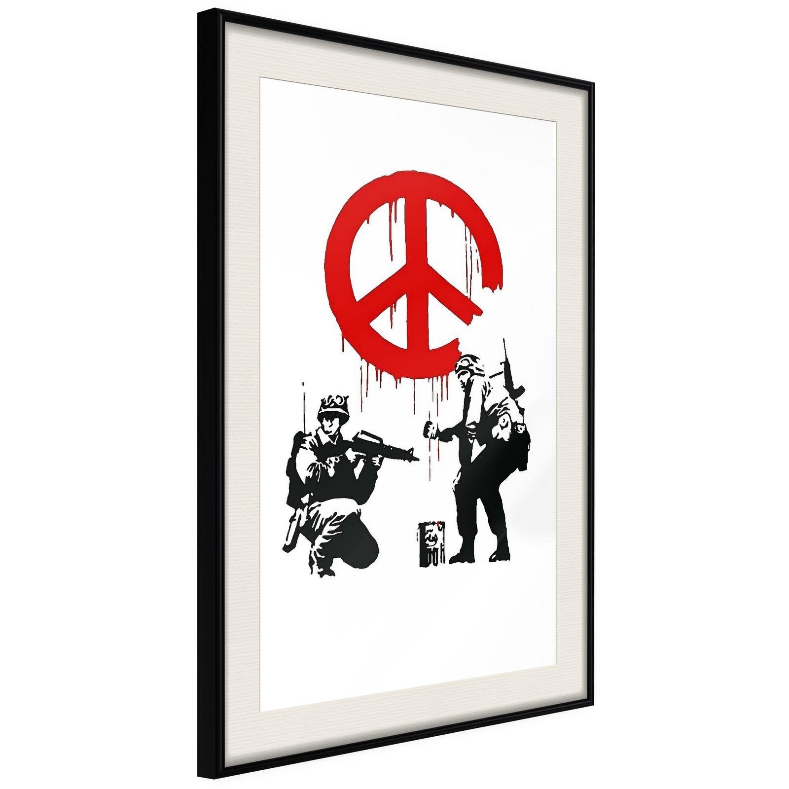 Inramad Poster / Tavla - Banksy: CND Soldiers I-Poster Inramad-Artgeist-20x30-Svart ram med passepartout-peaceofhome.se