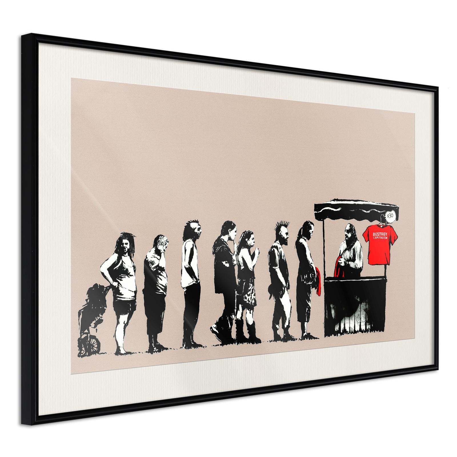 Inramad Poster / Tavla - Banksy: Festival-Poster Inramad-Artgeist-30x20-Svart ram med passepartout-peaceofhome.se