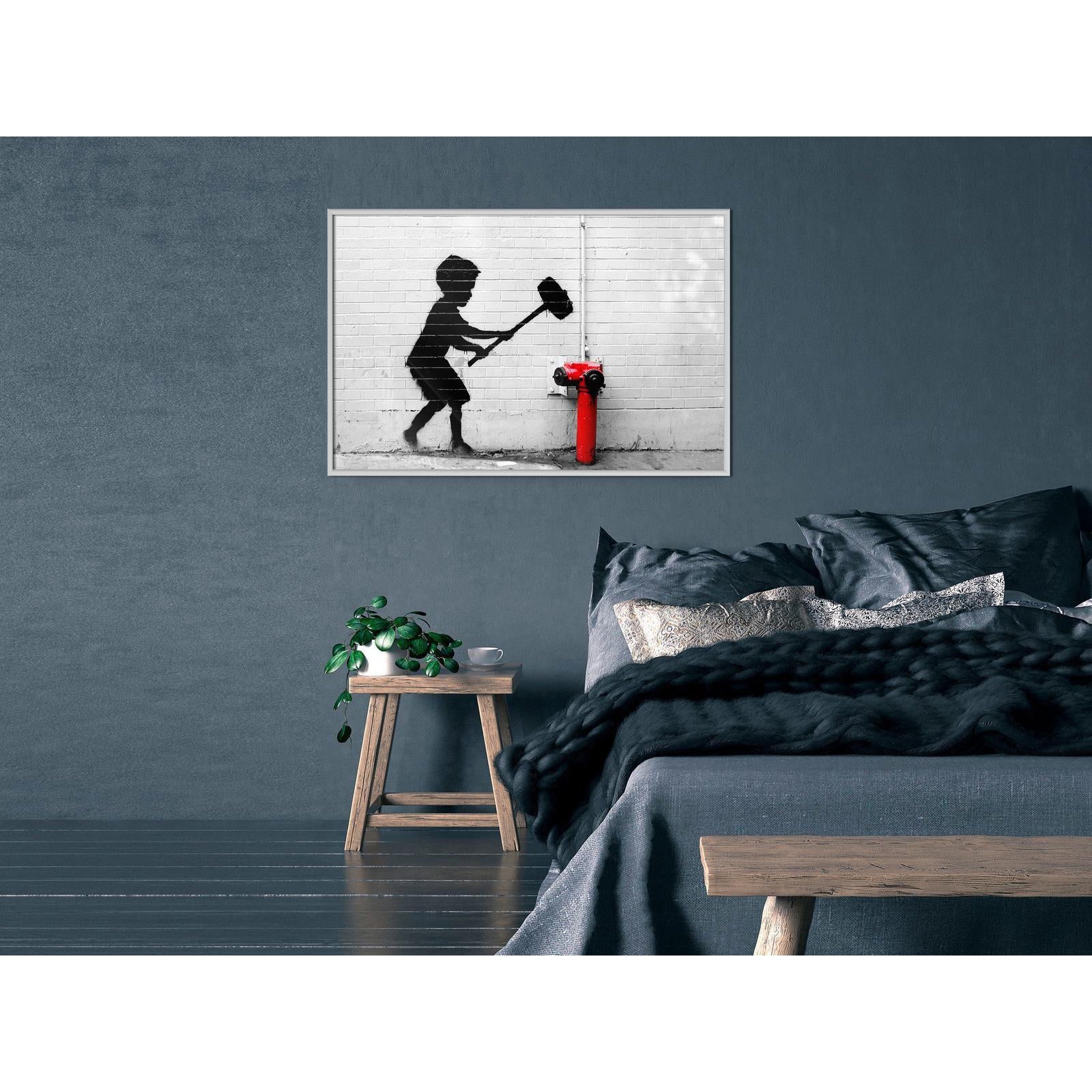 Inramad Poster / Tavla - Banksy: Hammer Boy-Poster Inramad-Artgeist-peaceofhome.se