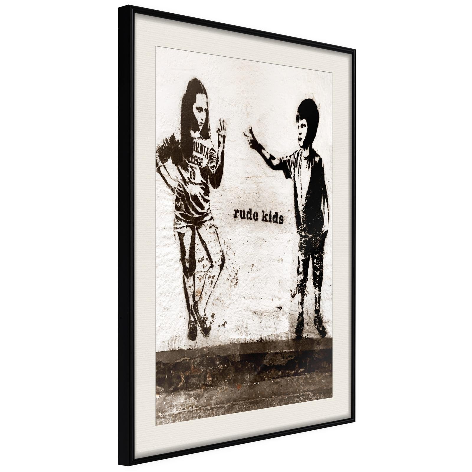 Inramad Poster / Tavla - Banksy: Rude Kids-Poster Inramad-Artgeist-20x30-Svart ram med passepartout-peaceofhome.se