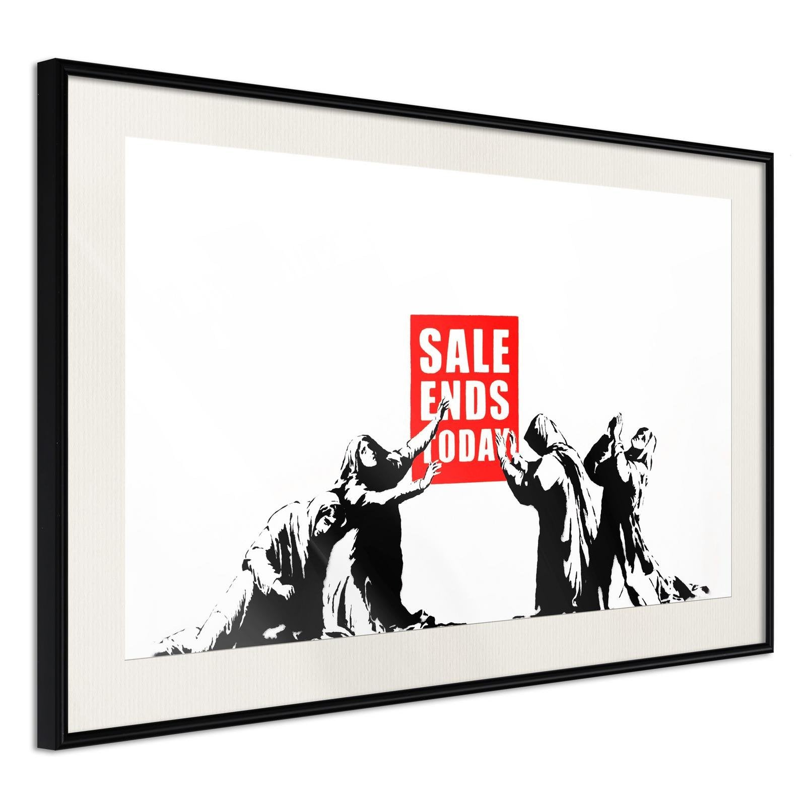 Inramad Poster / Tavla - Banksy: Sale Ends-Poster Inramad-Artgeist-30x20-Svart ram med passepartout-peaceofhome.se