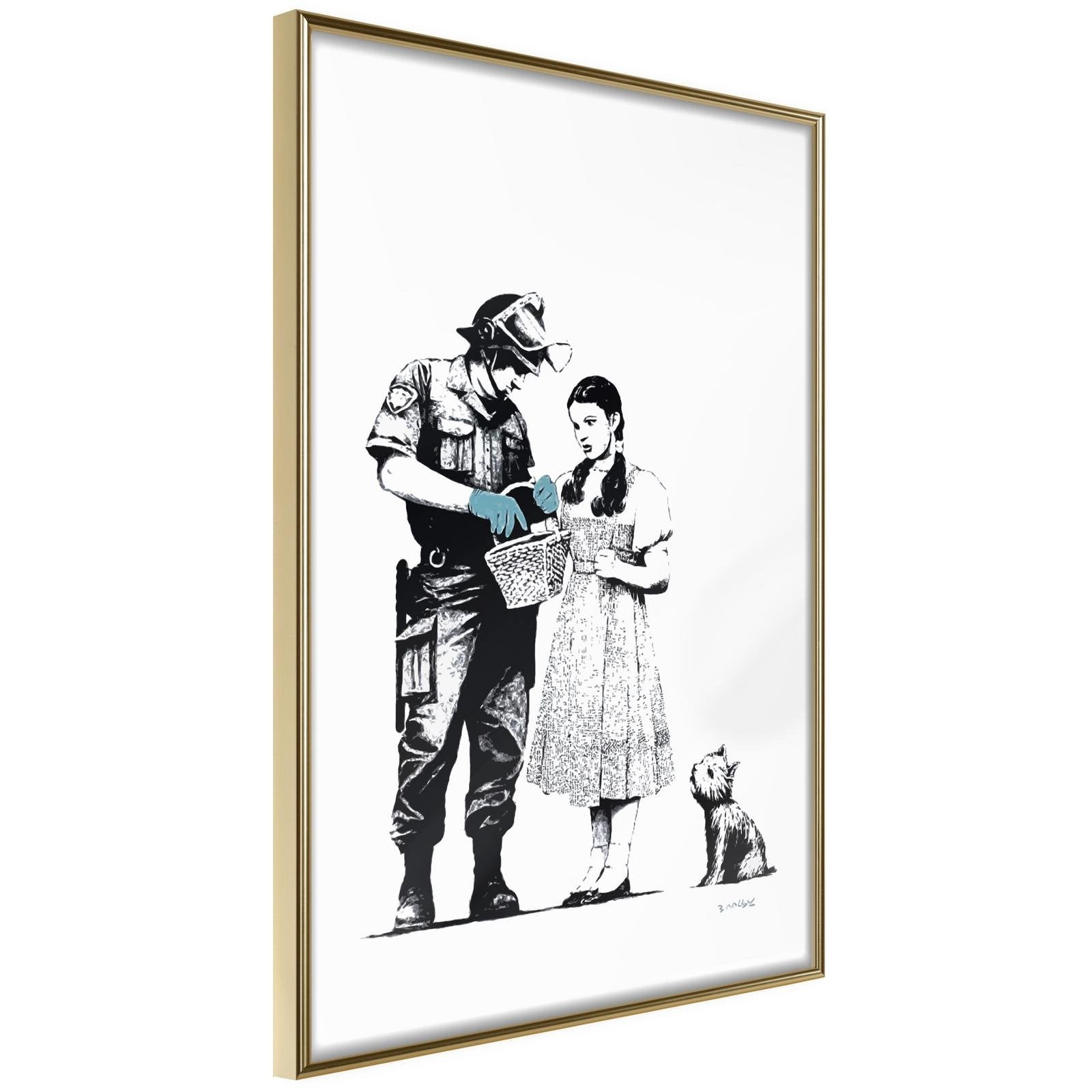 Inramad Poster / Tavla - Banksy: Stop and Search-Poster Inramad-Artgeist-20x30-Guldram-peaceofhome.se