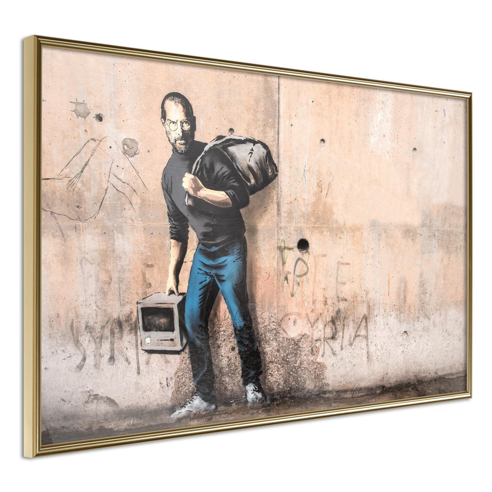 Inramad Poster / Tavla - Banksy: The Son of a Migrant from Syria-Poster Inramad-Artgeist-30x20-Guldram-peaceofhome.se